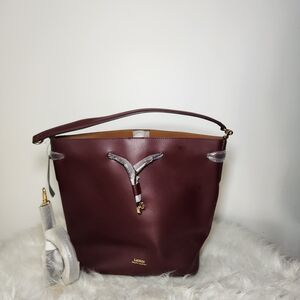 Ralph Lauren Deep Red Leather Shoulder Bag